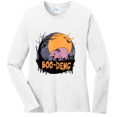 Moo Deng Halloween Boo Deng Halloween Ladies Long Sleeve Shirt