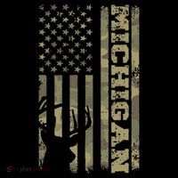 Michigan Deer Hunter Vintage Deer Hunting Camo Usa Flag Baby Bodysuit