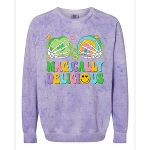 Magically Delicious Hippie St Patrick's Day Skeleton Charms Colorblast Crewneck Sweatshirt