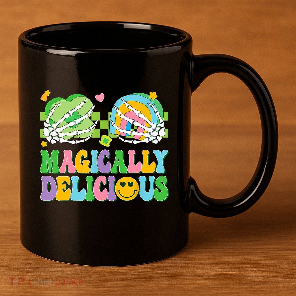 Magically Delicious Hippie St Patrick's Day Skeleton Charms 11oz C Handle Ceramic Mug