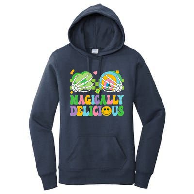 Magically Delicious Hippie St Patrick's Day Skeleton Charms Women's Pullover Hoodie