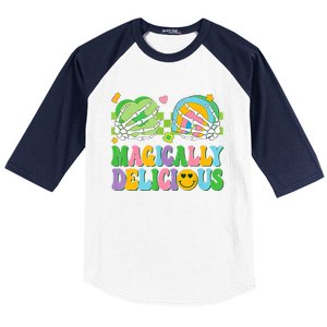 Magically Delicious Hippie St Patrick's Day Skeleton Charms Baseball Sleeve Shirt