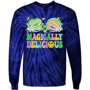 Magically Delicious Hippie St Patrick's Day Skeleton Charms Tie-Dye Long Sleeve Shirt