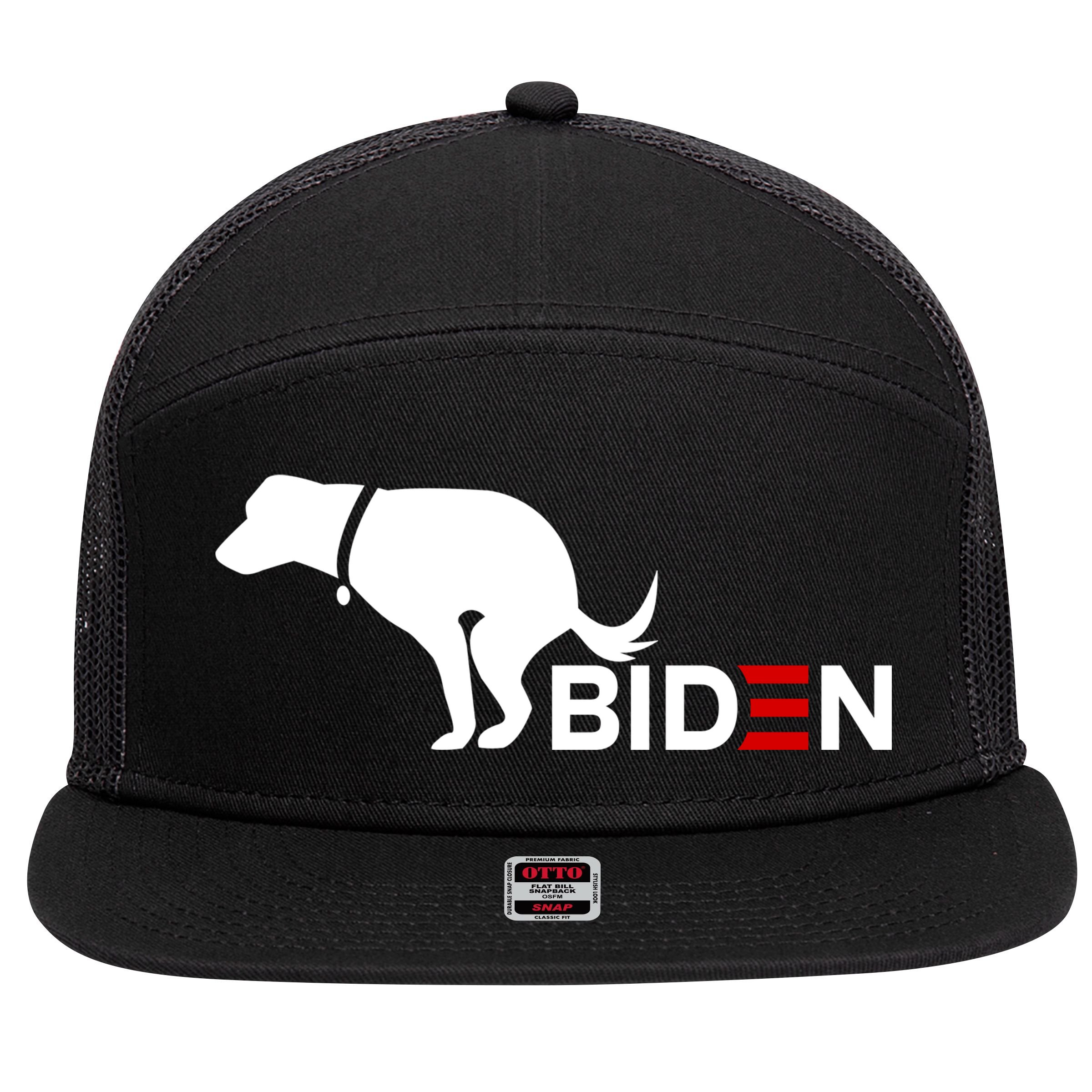 My Dog Hates Biden Funny Anti Biden 7 Panel Mesh Trucker Snapback Hat