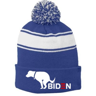 My Dog Hates Biden Funny Anti Biden Stripe Pom Pom Beanie