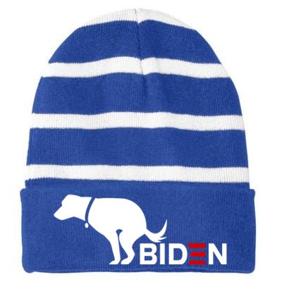 My Dog Hates Biden Funny Anti Biden Striped Beanie with Solid Band