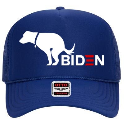 My Dog Hates Biden Funny Anti Biden High Crown Mesh Back Trucker Hat