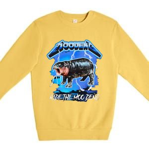 Moo Deng Hippo Ride The Moo Deng Gift Premium Crewneck Sweatshirt