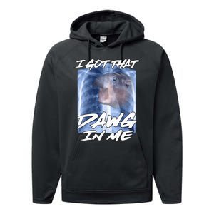 Moo Deng Hippo Funny Ironic Meme Xray I Got That Dawg In Me Performance Fleece Hoodie