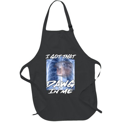 Moo Deng Hippo Funny Ironic Meme Xray I Got That Dawg In Me Full-Length Apron With Pockets