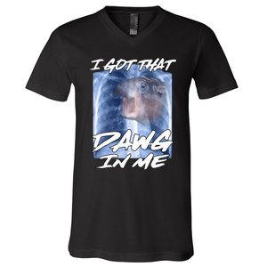 Moo Deng Hippo Funny Ironic Meme Xray I Got That Dawg In Me V-Neck T-Shirt