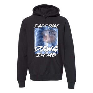 Moo Deng Hippo Funny Ironic Meme Xray I Got That Dawg In Me Premium Hoodie