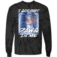 Moo Deng Hippo Funny Ironic Meme Xray I Got That Dawg In Me Tie-Dye Long Sleeve Shirt