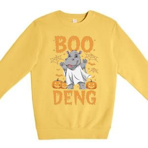 Moo Deng Halloween Cute Baby Pygmy Hippo Premium Crewneck Sweatshirt