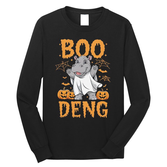 Moo Deng Halloween Cute Baby Pygmy Hippo Long Sleeve Shirt