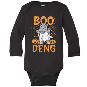 Moo Deng Halloween Cute Baby Pygmy Hippo Baby Long Sleeve Bodysuit