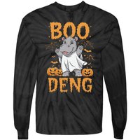 Moo Deng Halloween Cute Baby Pygmy Hippo Tie-Dye Long Sleeve Shirt