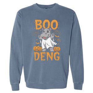 Moo Deng Halloween Cute Baby Pygmy Hippo Garment-Dyed Sweatshirt