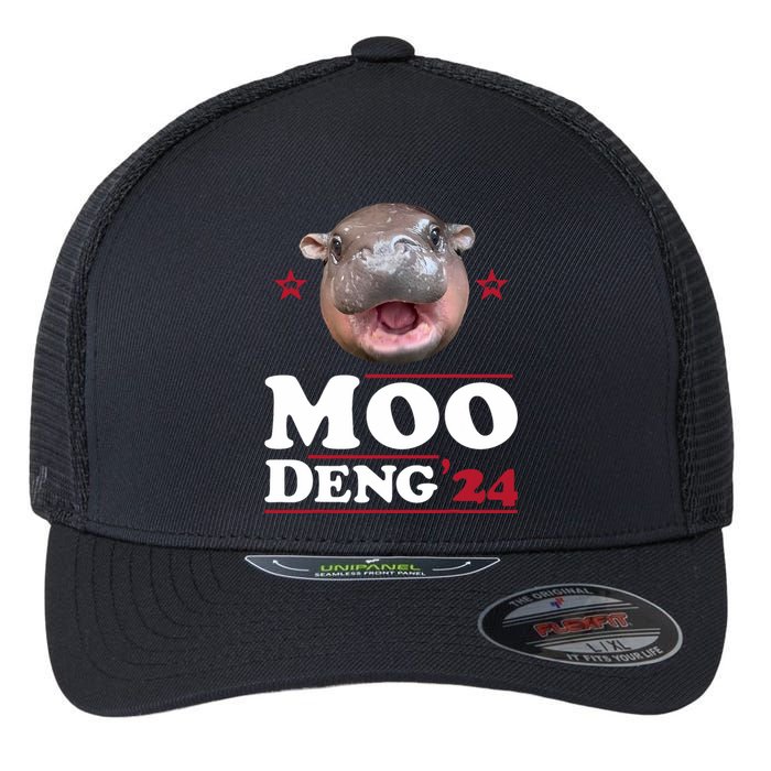 Moo Deng Hippo Cute Baby Pygmy Funny Election 2024 Flexfit Unipanel Trucker Cap