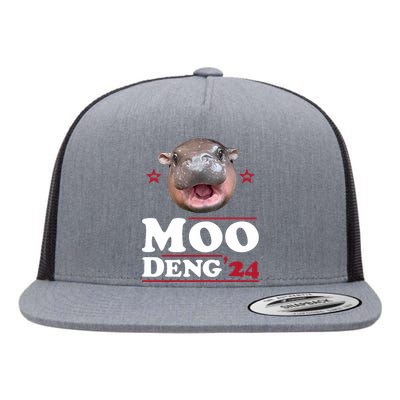 Moo Deng Hippo Cute Baby Pygmy Funny Election 2024 Flat Bill Trucker Hat