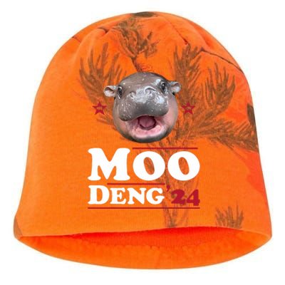 Moo Deng Hippo Cute Baby Pygmy Funny Election 2024 Kati - Camo Knit Beanie