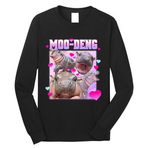 Moo Deng Hippo Baby Pygmy Funny Long Sleeve Shirt