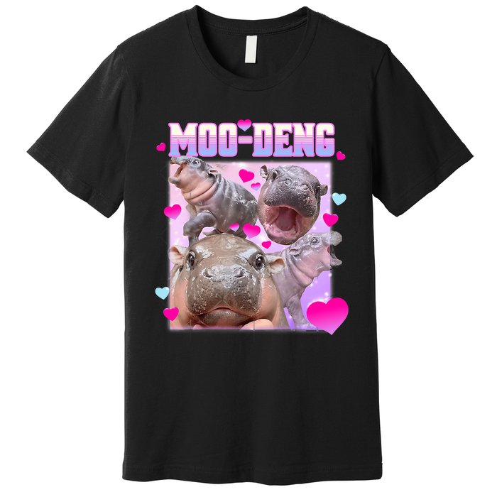 Moo Deng Hippo Baby Pygmy Funny Premium T-Shirt