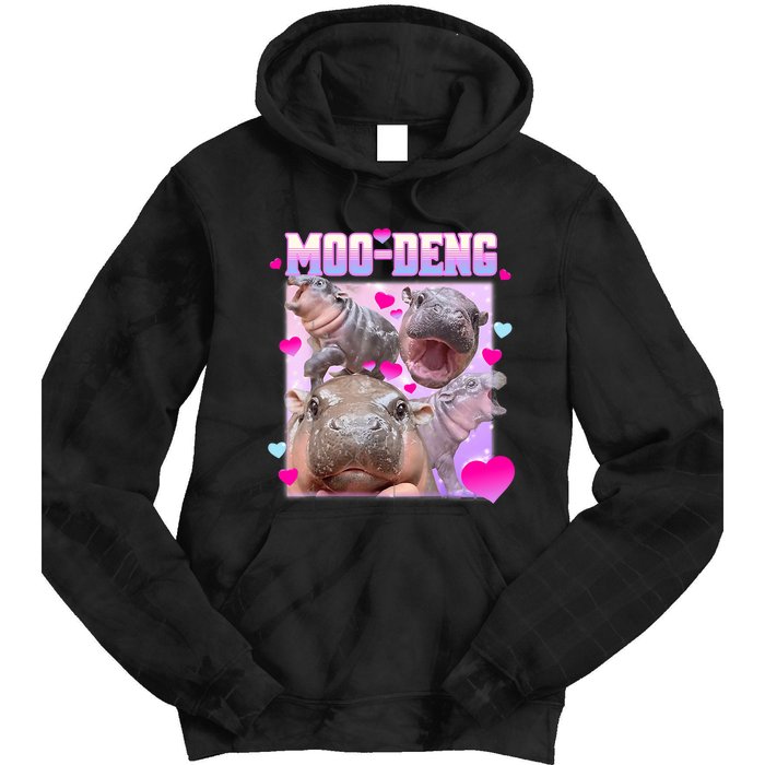 Moo Deng Hippo Baby Pygmy Funny Tie Dye Hoodie