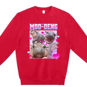 Moo Deng Hippo Baby Pygmy Funny Premium Crewneck Sweatshirt