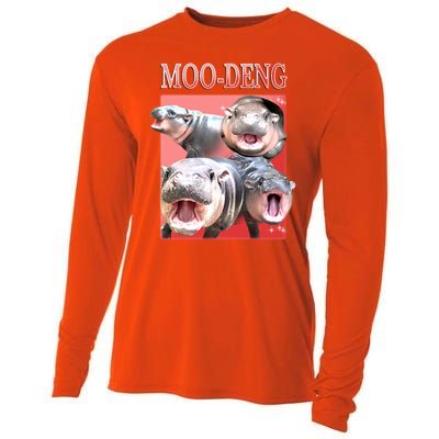 Moo Deng Hippo Meme Funny Cooling Performance Long Sleeve Crew