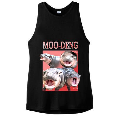 Moo Deng Hippo Meme Funny Ladies PosiCharge Tri-Blend Wicking Tank