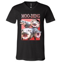 Moo Deng Hippo Meme Funny V-Neck T-Shirt