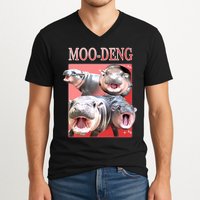 Moo Deng Hippo Meme Funny V-Neck T-Shirt