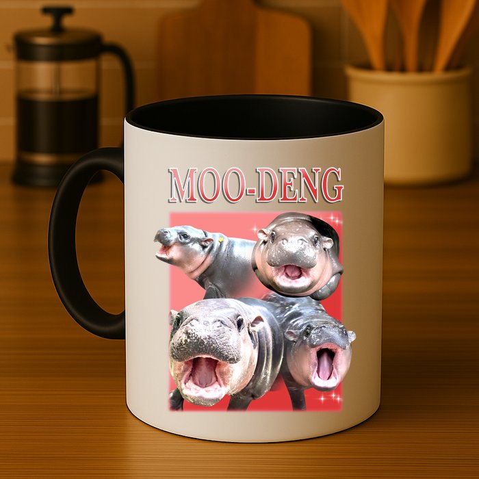 Moo Deng Hippo Meme Funny Mug