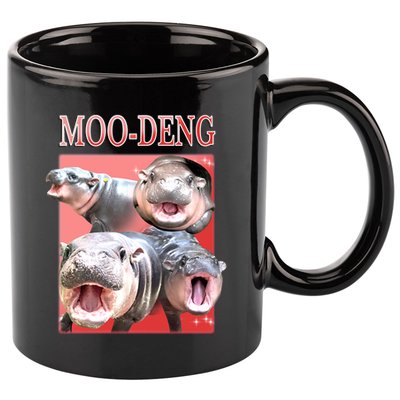 Moo Deng Hippo Meme Funny 11oz C Handle Ceramic Mug