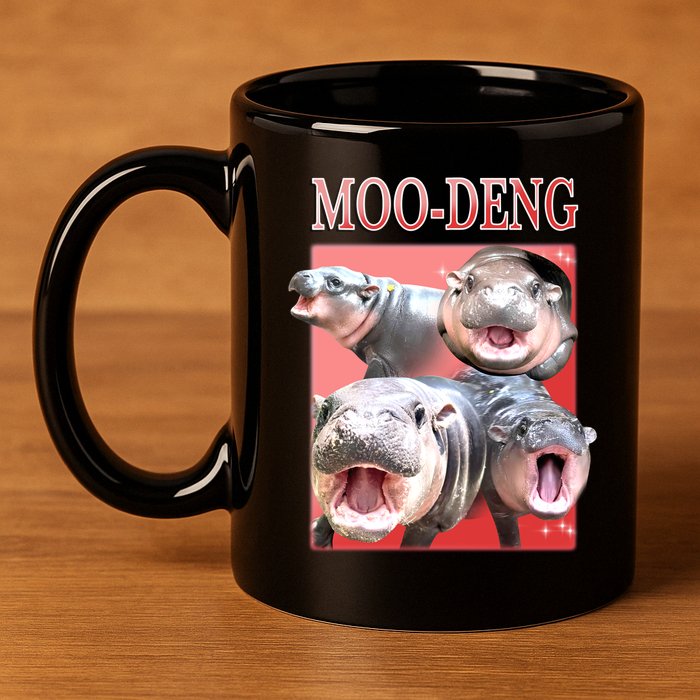 Moo Deng Hippo Meme Funny 11oz C Handle Ceramic Mug