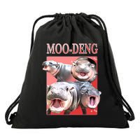 Moo Deng Hippo Meme Funny Drawstring Bag