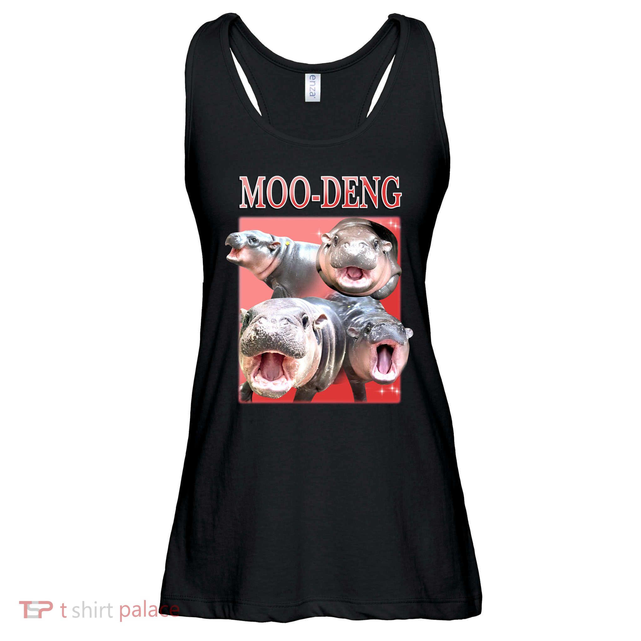 Moo Deng Hippo Meme Funny Ladies Essential Flowy Tank