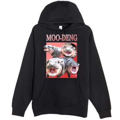 Moo Deng Hippo Meme Funny Premium Pullover Hoodie