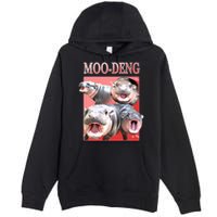 Moo Deng Hippo Meme Funny Premium Pullover Hoodie