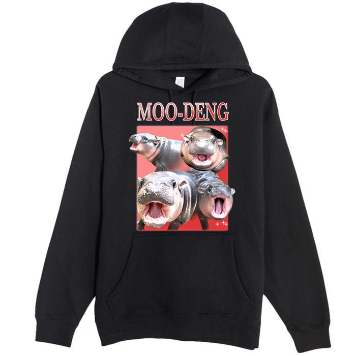 Moo Deng Hippo Meme Funny Premium Pullover Hoodie