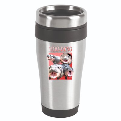 Moo Deng Hippo Meme Funny 16oz Travel Tumbler