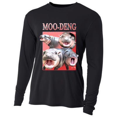 Moo Deng Hippo Meme Funny Cooling Performance Long Sleeve Crew