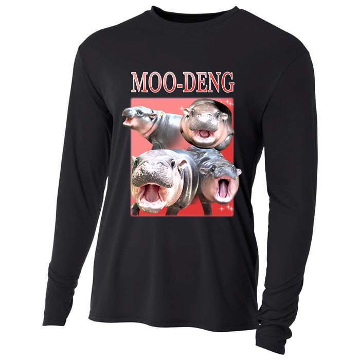 Moo Deng Hippo Meme Funny Cooling Performance Long Sleeve Crew