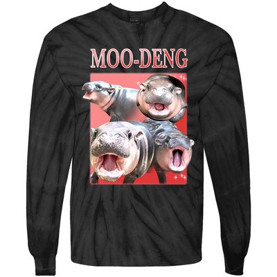 Moo Deng Hippo Meme Funny Tie-Dye Long Sleeve Shirt