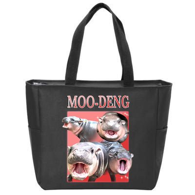 Moo Deng Hippo Meme Funny Zip Tote Bag