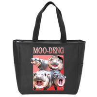 Moo Deng Hippo Meme Funny Zip Tote Bag