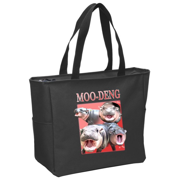 Moo Deng Hippo Meme Funny Zip Tote Bag
