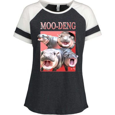 Moo Deng Hippo Meme Funny Enza Ladies Jersey Colorblock Tee