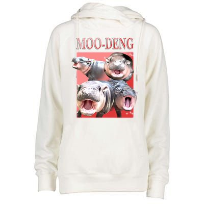 Moo Deng Hippo Meme Funny Womens Funnel Neck Pullover Hood